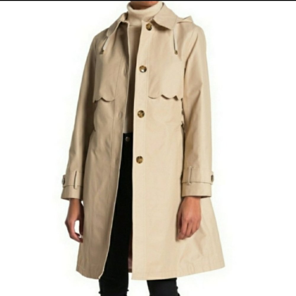 Kate Spade Scalloped Edge Belted Trench Coat